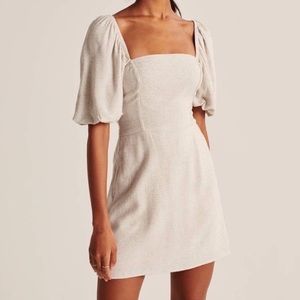 Abercrombie Linen Blend Puff Sleeve Dress